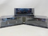 3 Model Cars in Display Cases- Batman Begins, Batman #575, Batman and Robin #1