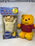 The Pillsbury Dough Boy Toy- New in Box and Plush Yellow Bear with Red Shirt