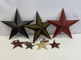 Metal Stars Lot- 4 Small Ornaments, 3 Large