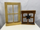 2 Window Wall Decor Pieces- Smaller has Tin Star and Candle
