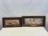 2 Framed Prints- God Bless Our Home and Three Praying Cherubs