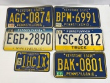 6 Pennsylvania License Plates, Including Motorcycle Plate