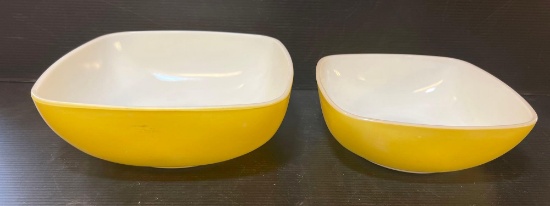 2 Nesting Yellow Vintage Pyrex Bowls- Large & Smaller