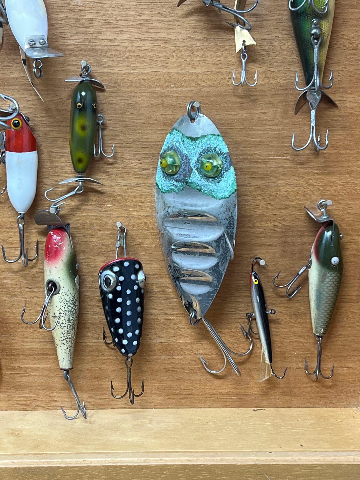 Cased Vintage Fishing Lure Collection with Brass