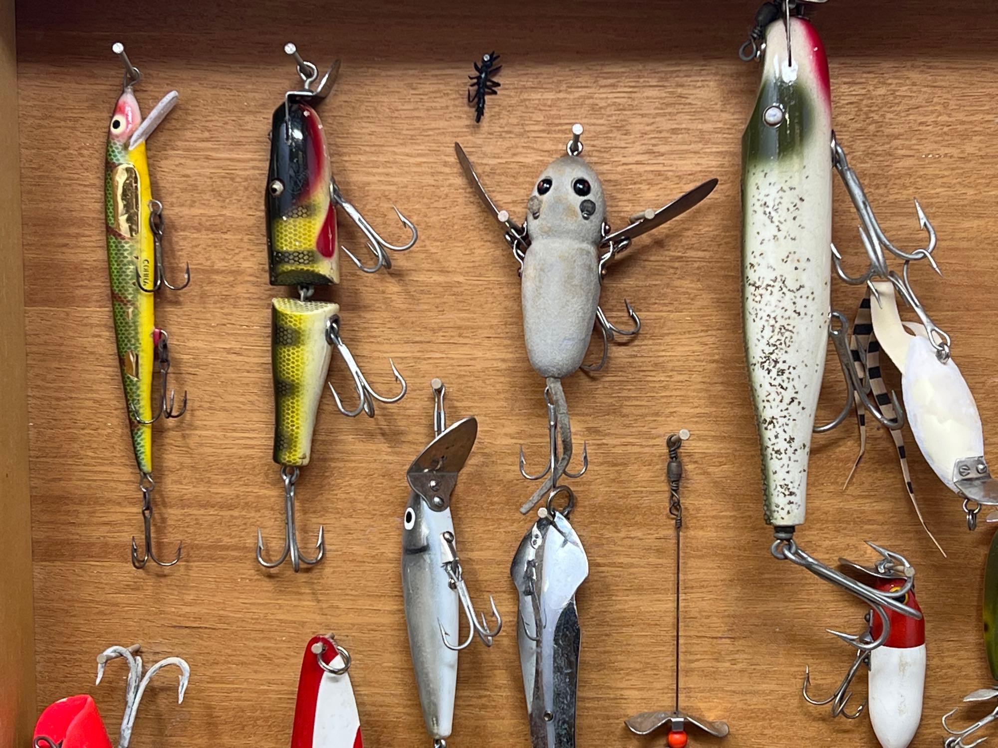 Cased Vintage Fishing Lure Collection with Brass