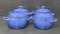 4 Blue LeCreuset Petite Round Casseroles