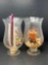 4 Clear Glass Snifter Type Candle Holders with Various Items in Each