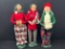 3 1980's Byers' Choice Carolers- Couple in Red Jackets and Girl with Green Jacket & Red Hat