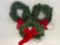 3 Artificial Pine Wreaths with Red Bows and Lights