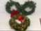 3 Artificial Pine Wreaths, 2 with Lights and 1 with Decorations