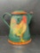 Tole Hand Painted Tin Coffee Pot with Rooster Motif