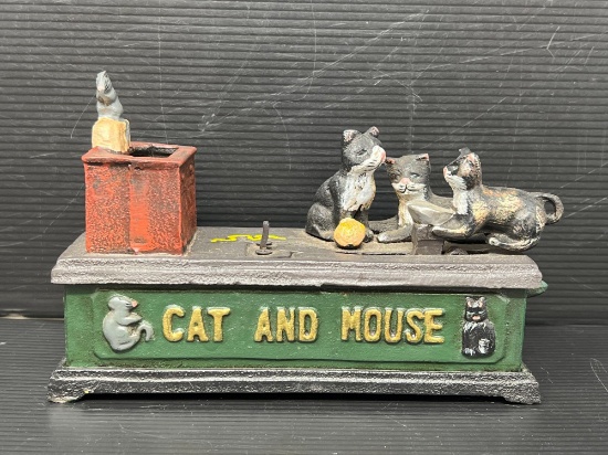 Cast Iron Mechanical "Cat and Mouse" Bank