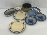 Stoneware Pie Plates, Polish Pottery Pieces, Pottery Colander and Crock