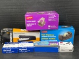 Staples, 2-Hole Punch, Bostitch Stapler, Staples Tape Dispenser, 2 Boxes of Highland Tape, Staples