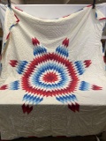 Queen Size Red, White & Blue Lone Star Quilt