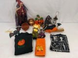 Halloween Items- Sweatshirt, Hand Towel, Witch Figure, Ornaments, Jack-O-Lanterns, Scarecrow