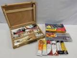 Craft Lot: Oil Painting Supplies and Wooden Storage Box