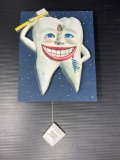 Clock with Tooth and Suspended Dental Floss by Michael Combs