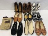 9 Pairs of Lady's Shoes, All Size 8W and Canvas Bag