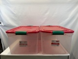 2 Homz Storage Clear Totes with Red Lids