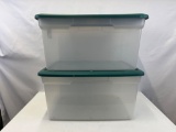 2 Sterilite Storage Totes with Green Lids