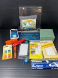 Desk Accessories Including Calculator, Box Knife, Labels, Tabs, Outlet Adaptors, More