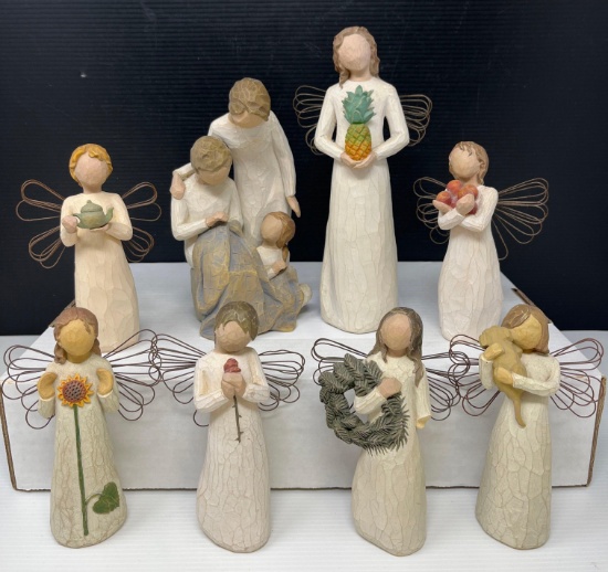 7 Willow Tree Angel Figures and Willow Tree "Generations" Figure