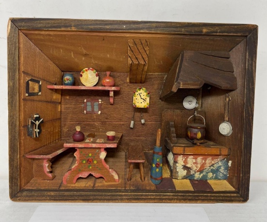 Antique Wooden Kitchen 3D Diorama