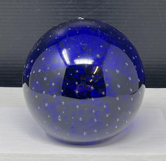 Blue Art Glass Paperweight