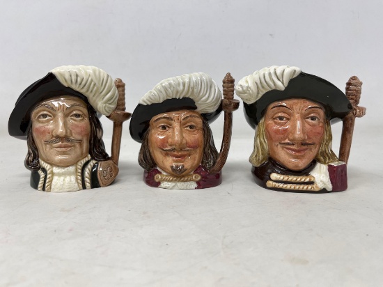 Royal Doulton "3 Musketeers - Aramis, Porthos, Athos" 1950's Toby Mugs