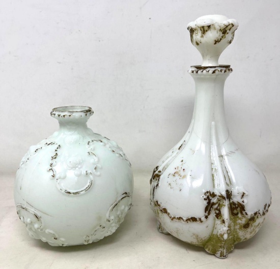 Antique/Vintage Milk Glass Decanters