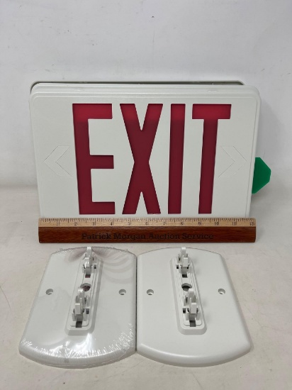 LED Red/Green exit sign combo with battery piece - white commercial electric