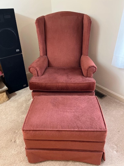 Mauve Queen Anne Chair with Ottoman