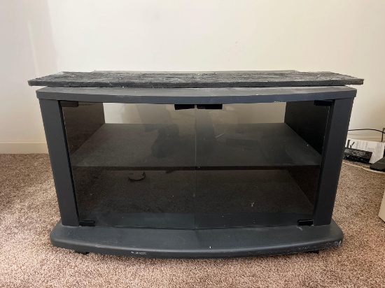 Black Entertainment Center with 2 Glass Doors