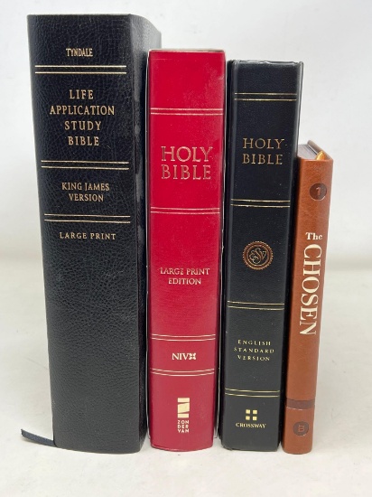 3 Bibles and Book "The Chosen"