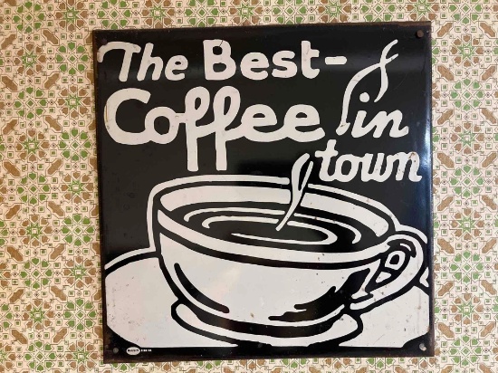 Vintage Metal Sign "The Best Coffee in Town"