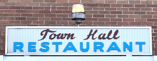Vintage Town Hall Restaurant Lighted Sign with Rotating Beacon Alert Light
