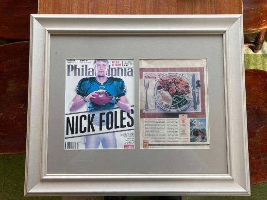 Framed Nick Foles Cover of Philadelphia Magazine w/ Review of Town Hall Restaurant from Magazine