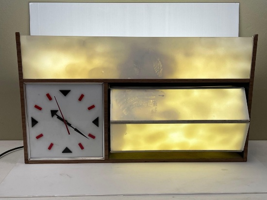 1960's Style Lighted Clock with Space for Rotating Advertisements