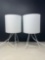 2 White Modern Metal Table Lamps with Shades