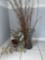 Large Vase with Pussy Willow Branches and Artificial Plant in Pot