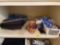 Contents of Closet Shelf- Hangers, Yardstick, Pillow, Blankets, Clothespins