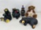 Bear Collection Including Stuffed Bear and 4 Resin Figures