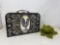 Moss Covered Frog and Hinged Case with Rooster Motif