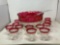 Antique Ruby Topped Punch Bowl, 12 Cups and Ladle