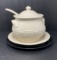 White Longaberger Soup Tureen with Ladle & Underplate