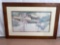 Framed Colored Pen & Ink Drawing of Frank Lloyd Wright Home
