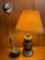 Metal Adjustable Lamp and Wood Base Table Lamp with Pleated Shade