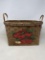 Woven Double Handled Basket with Painted Apple Motif