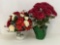 Artificial Flower Arrangements- Mixed Florals in Clear Vase and Chrystanthemum Plant